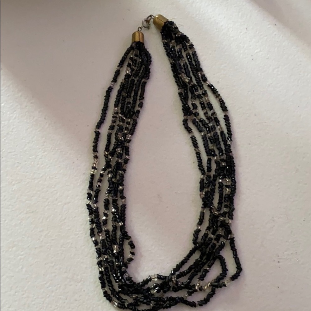 Vintage black multilayered bead necklace